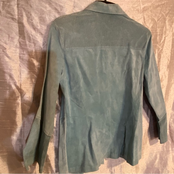 Nicola Berti perforated light suede jacket size L, read comments, NWT w/defect - Picture 7 of 9